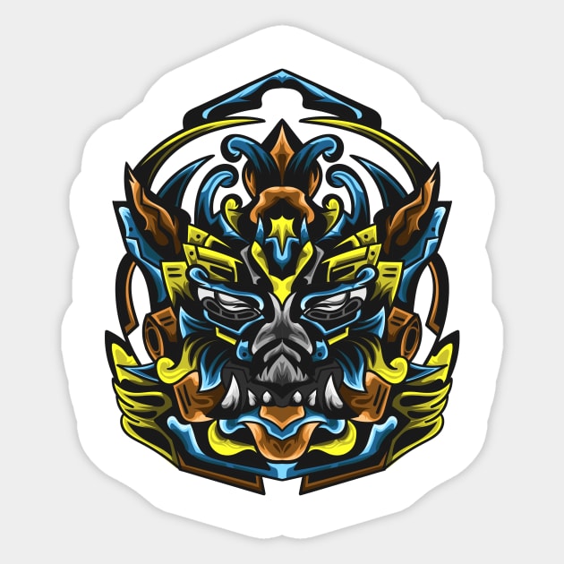 Barong mecha head V2 Sticker by Niche